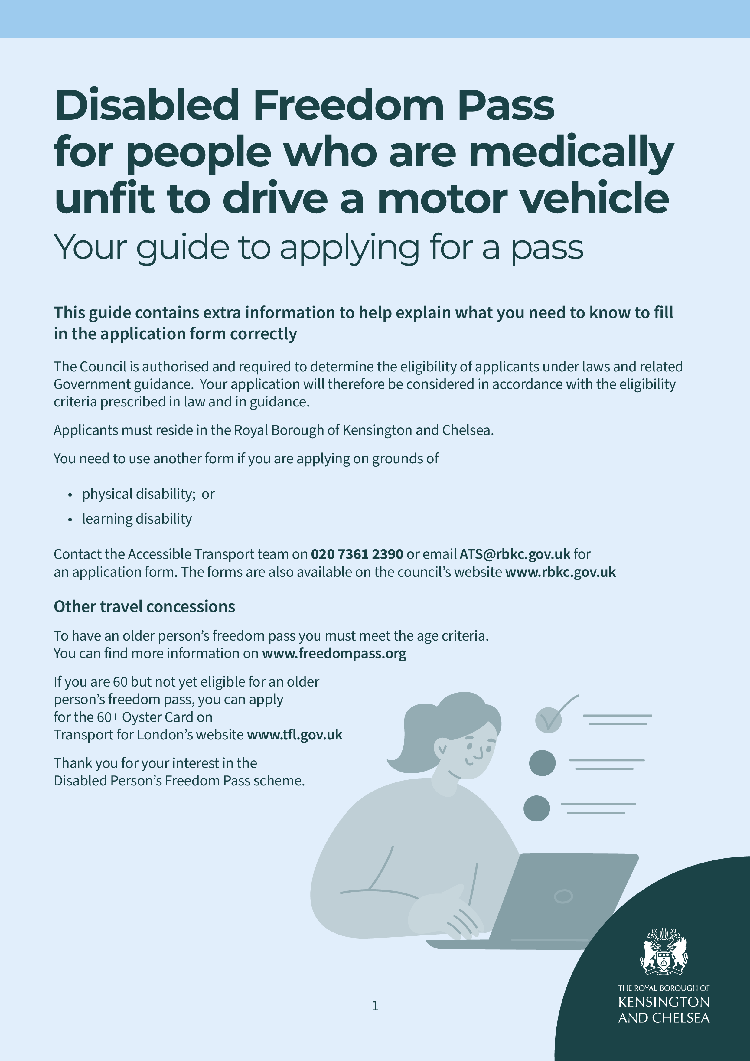 Guidance notes for Freedom Pass application - medically unfit